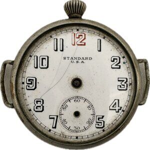 Vintage 32.2mm Standard WW1 Trench Men's Mechanical Wristwatch Nickel Wire Lug